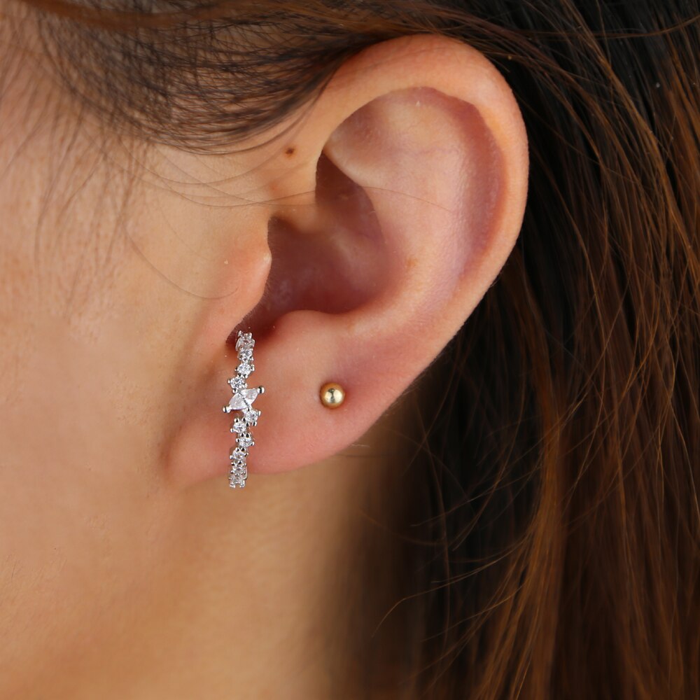 sparking bling cz cluster stud earring top botton ear bar stud jewelry