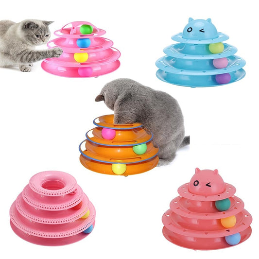 3 Levels Cat Pet Toy Cat Toys Intelligence Triple Play Disc Cat Toy Balls Cat Crazy Ball Disk Interactive Toy