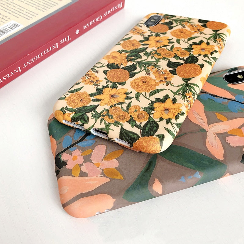 Colorful Flower floral Leaf Phone Case For iphone 13 12Pro 8 Plus 7 X XR Case For iphone 11 Pro Max soft Back Cover