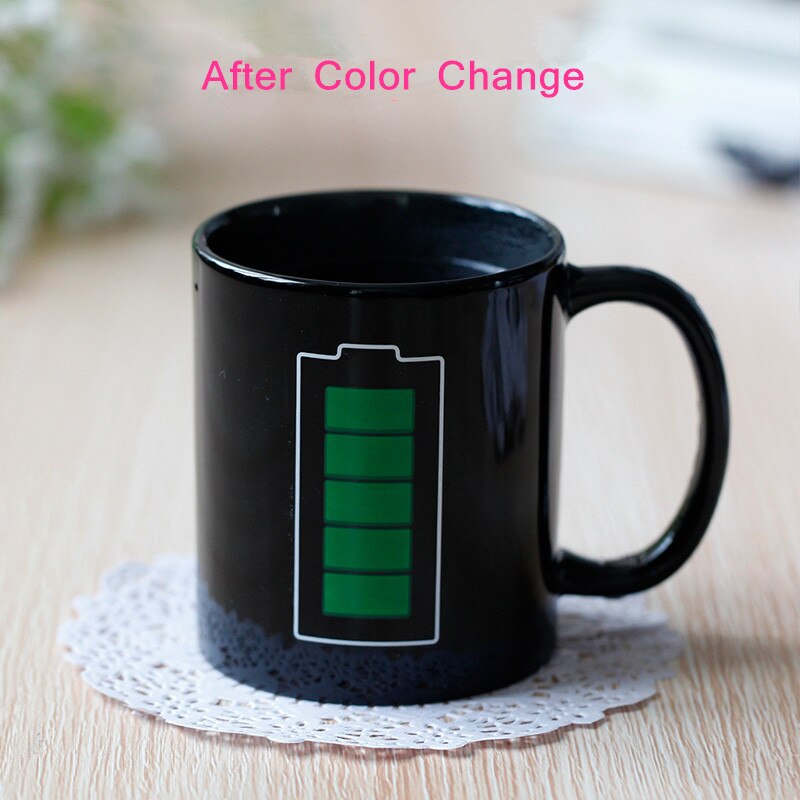 Battery Magic Mug Positive Energy Color Changing Cup Ceramic Discoloration Coffee Tea Milk Mugs