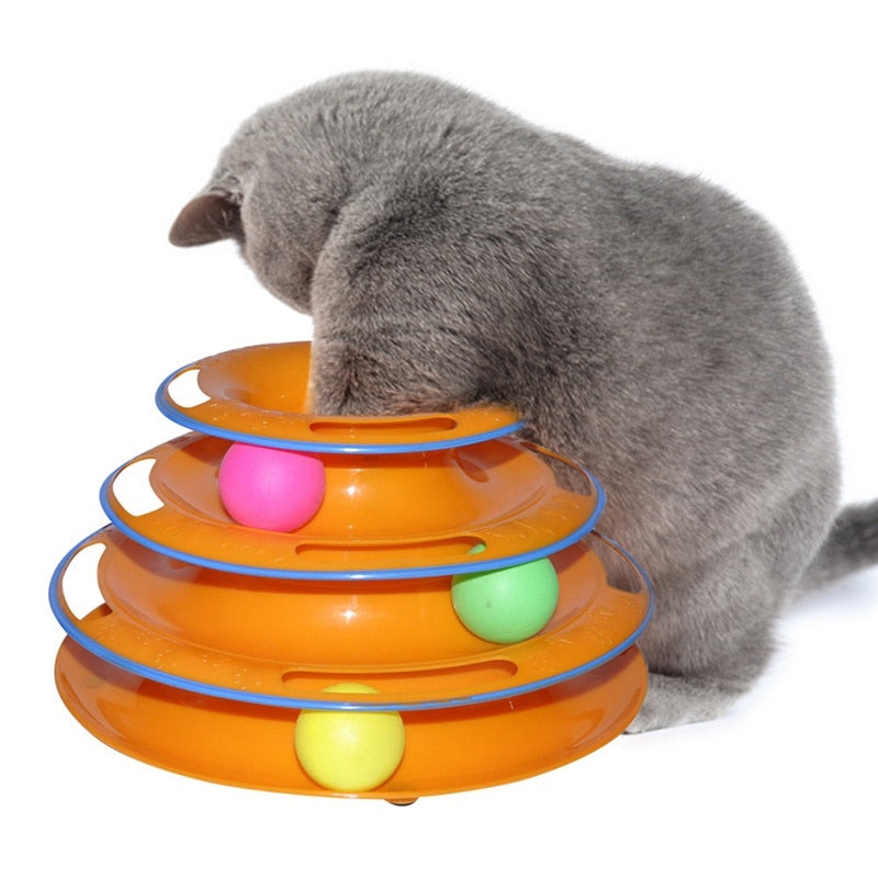 3 Levels Cat Pet Toy Cat Toys Intelligence Triple Play Disc Cat Toy Balls Cat Crazy Ball Disk Interactive Toy