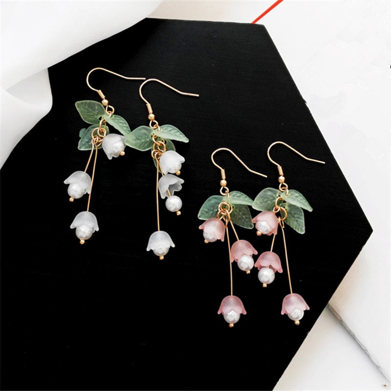 Aestheticism literature eardrop small pure and fresh and sweet girl lilies flowers earrings