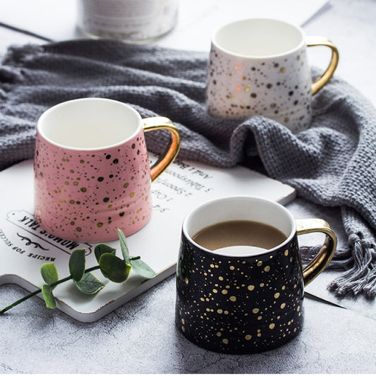 Ceramic Coffee Mug Milk Cup Drinkware Starry Sky Pattern Teacup Simple Creative Mugs pink black white cup