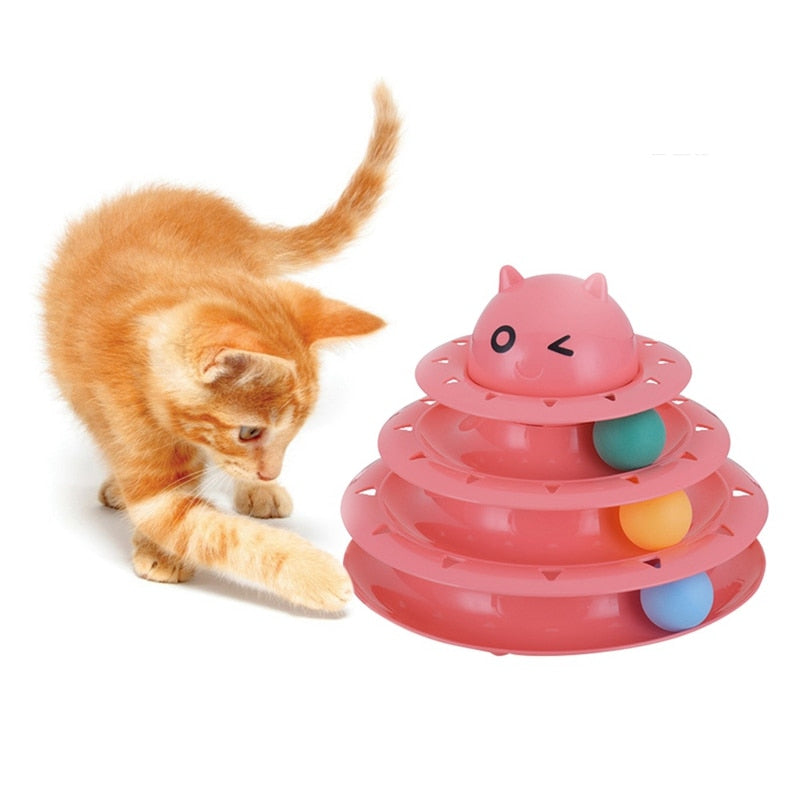 3 Levels Cat Pet Toy Cat Toys Intelligence Triple Play Disc Cat Toy Balls Cat Crazy Ball Disk Interactive Toy