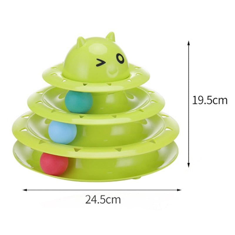 3 Levels Cat Pet Toy Cat Toys Intelligence Triple Play Disc Cat Toy Balls Cat Crazy Ball Disk Interactive Toy