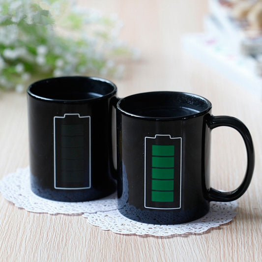 Battery Magic Mug Positive Energy Color Changing Cup Ceramic Discoloration Coffee Tea Milk Mugs