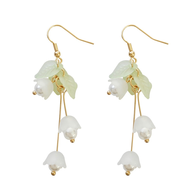 Aestheticism literature eardrop small pure and fresh and sweet girl lilies flowers earrings