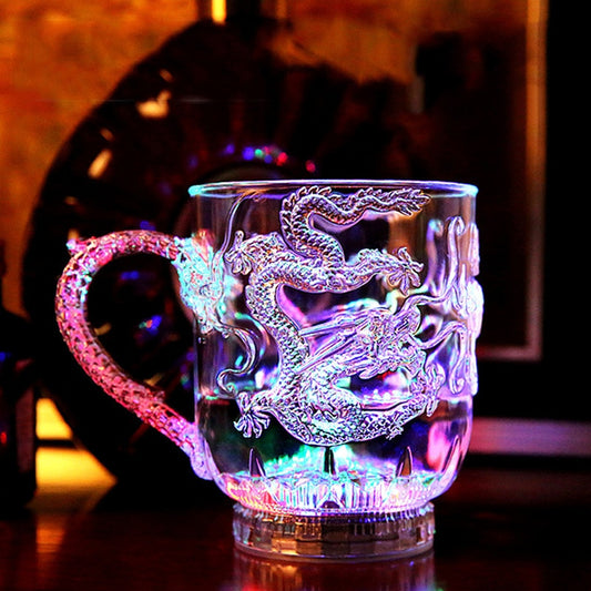 Dragon Luminescence Plastic Cup Changing Color Magic Mug For Water Wine Beer Supplies Unique Bar Kitchen Drinking Tumbler