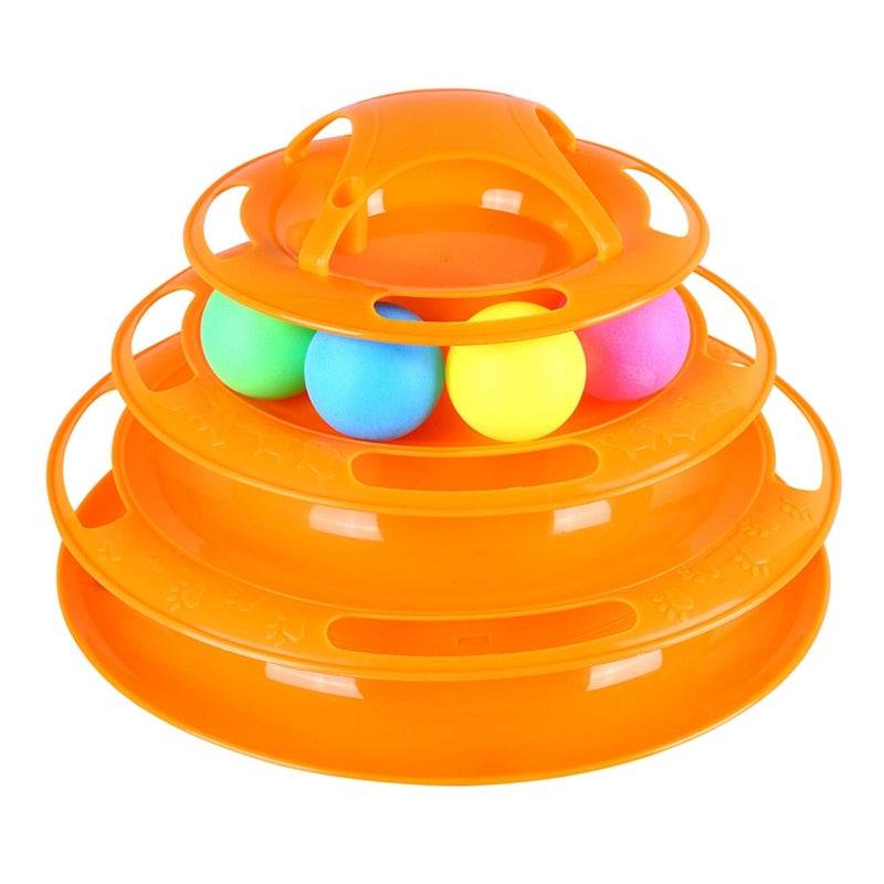 3 Levels Cat Pet Toy Cat Toys Intelligence Triple Play Disc Cat Toy Balls Cat Crazy Ball Disk Interactive Toy