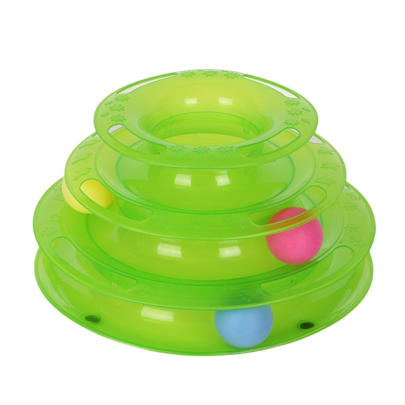 3 Levels Cat Pet Toy Cat Toys Intelligence Triple Play Disc Cat Toy Balls Cat Crazy Ball Disk Interactive Toy