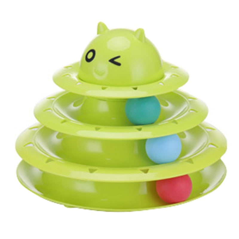 3 Levels Cat Pet Toy Cat Toys Intelligence Triple Play Disc Cat Toy Balls Cat Crazy Ball Disk Interactive Toy