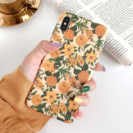 Colorful Flower floral Leaf Phone Case For iphone 13 12Pro 8 Plus 7 X XR Case For iphone 11 Pro Max soft Back Cover