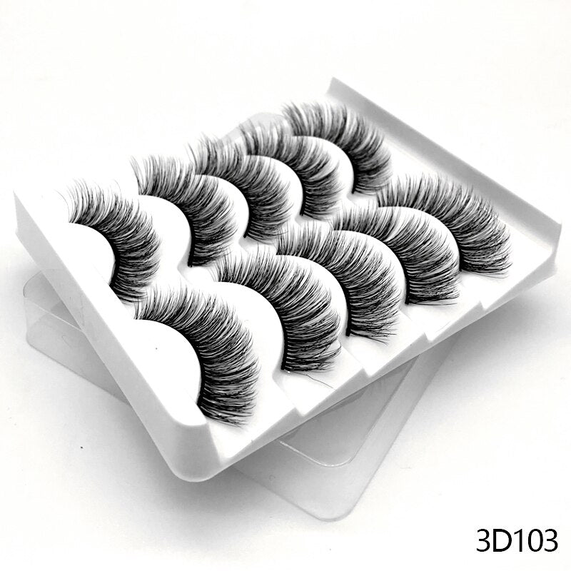 5-20 Pairs 3D Mink False Eyelashes Handmade Wispy Fluffy Long Lashes Natural