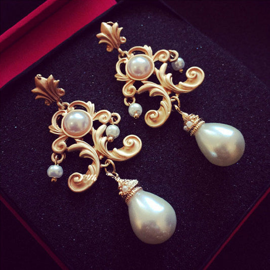 Retro Luxury Baroque Earring Euramerican Palace Vintage Pop Pearl Earrings