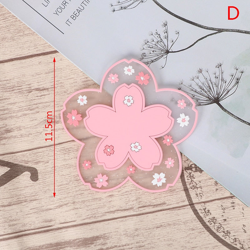 1Pc Japanese Cherry Insulated Table Mat Milk Cup Non Slip Coaster Non Slip Coaster Kitchen Family Office Accessories