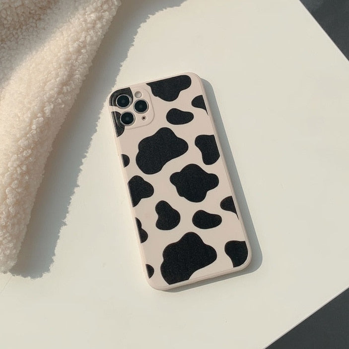 Retro cow print art japanese Phone Case for apple iPhone 13 12 11 Pro Max Xr Xs Max 7 8 Plus X 13mini case Cute soft cover