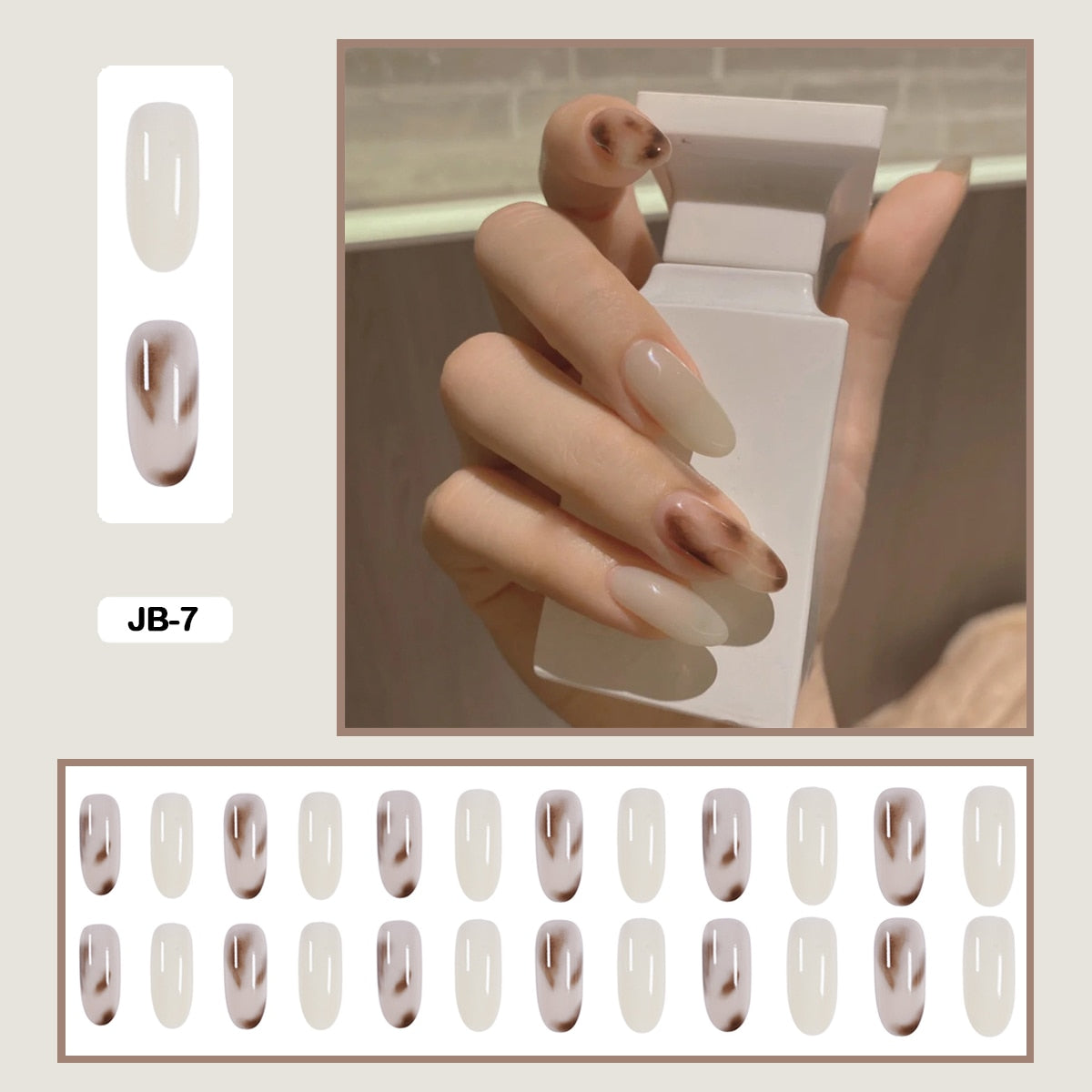 24pcs Gradient Long Trapezoidal Ballet Wearable False Nails Nail Art Fake Nails With Glue And Wearing Tools