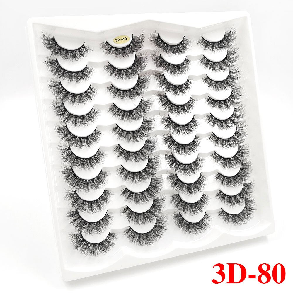 5/20Pairs Fake Lashes 3D Faux Mink Lashes Fluffy Soft Wispy Volume Natural long 8-25mm False Eyelashes Reusable Eyelashs