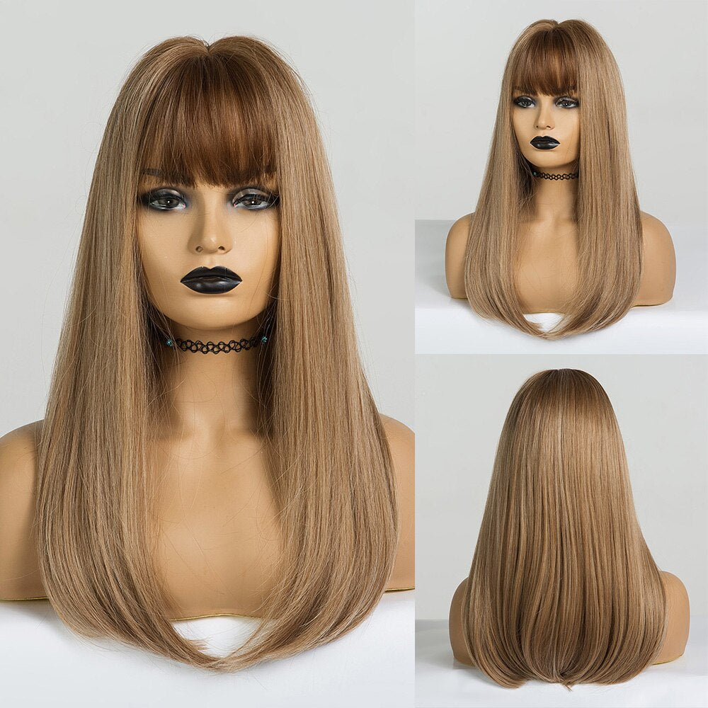 Black Bob Hair Wigs Medium Straight Synthetic Wig with Bangs Cosplay Wig Heat Resistant