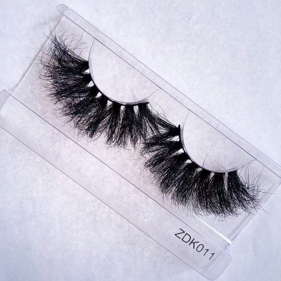 22mm 25mm Super Fluffy Dramatic Real Mink Lashes Wild Curly Eyelash