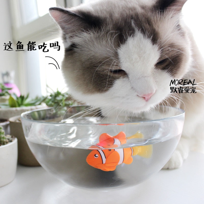 Vibrating Cat Toy Battery-Powered Fish, Cat Play Toy Cat Fish Clownfish Angelfish