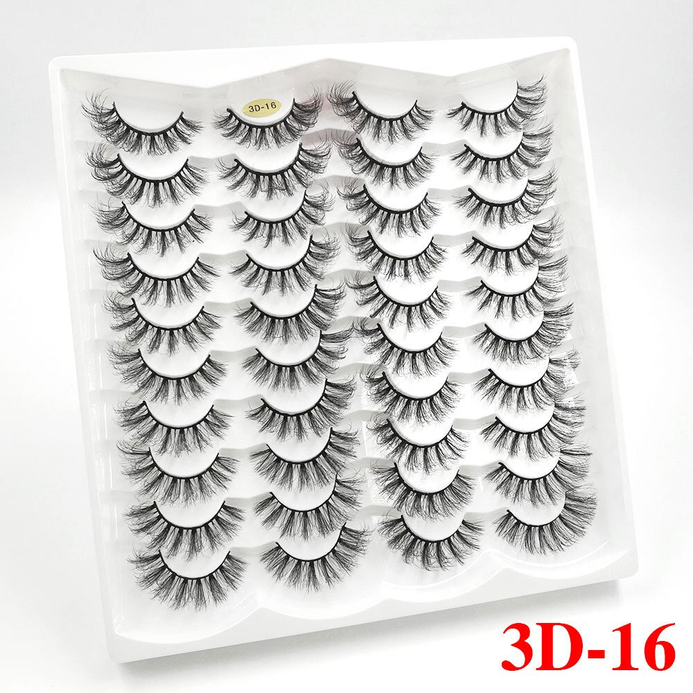 5/20Pairs Fake Lashes 3D Faux Mink Lashes Fluffy Soft Wispy Volume Natural long 8-25mm False Eyelashes Reusable Eyelashs