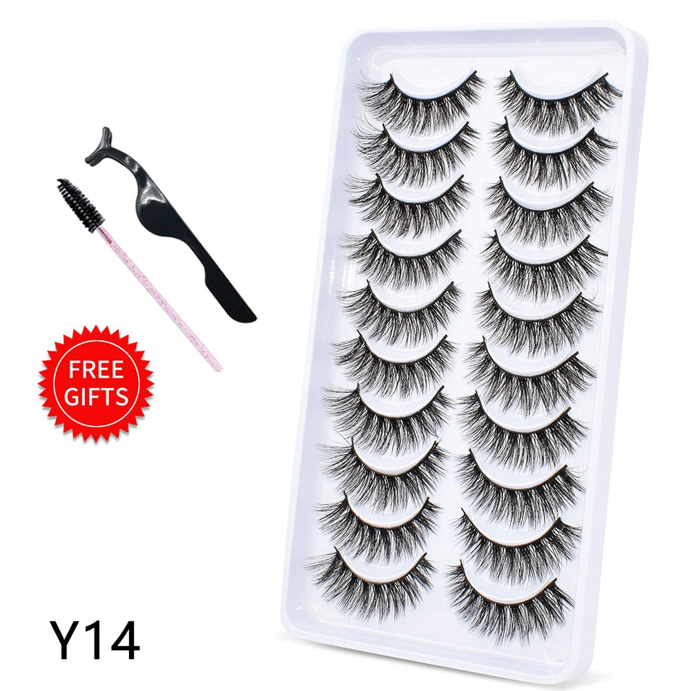 5/10/14Pairs Natural False Eyelashes Dramatic 3D Mink Lashes HandMade Fake Eyelash Extension Reusable Makeup Tool