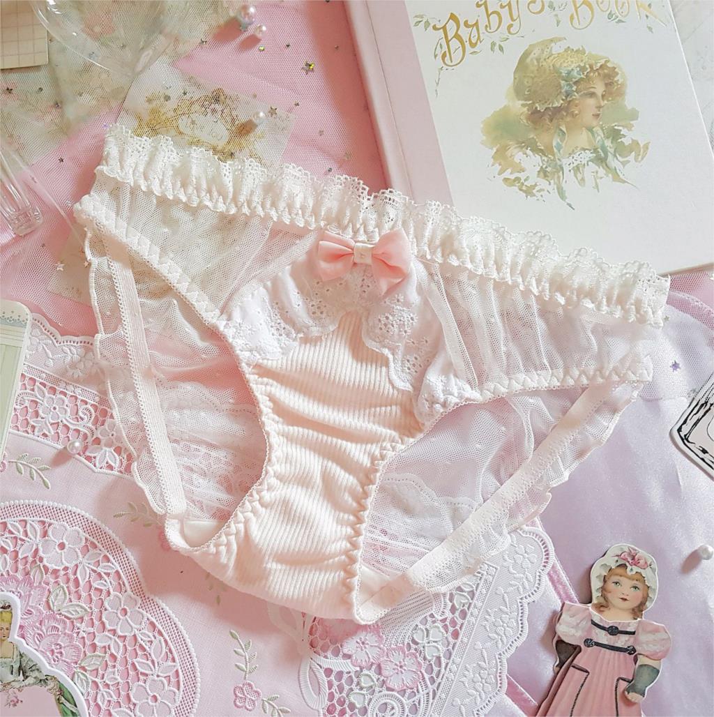 Japanese-Style Soft Girl Thin Transparent Pink Lolita Loli Lace Cute Sexy Underwear