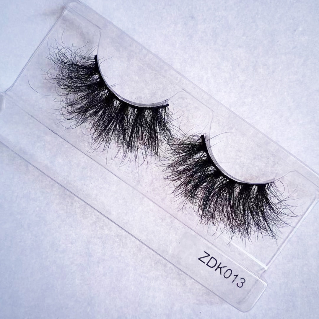 22mm 25mm Super Fluffy Dramatic Real Mink Lashes Wild Curly Eyelash