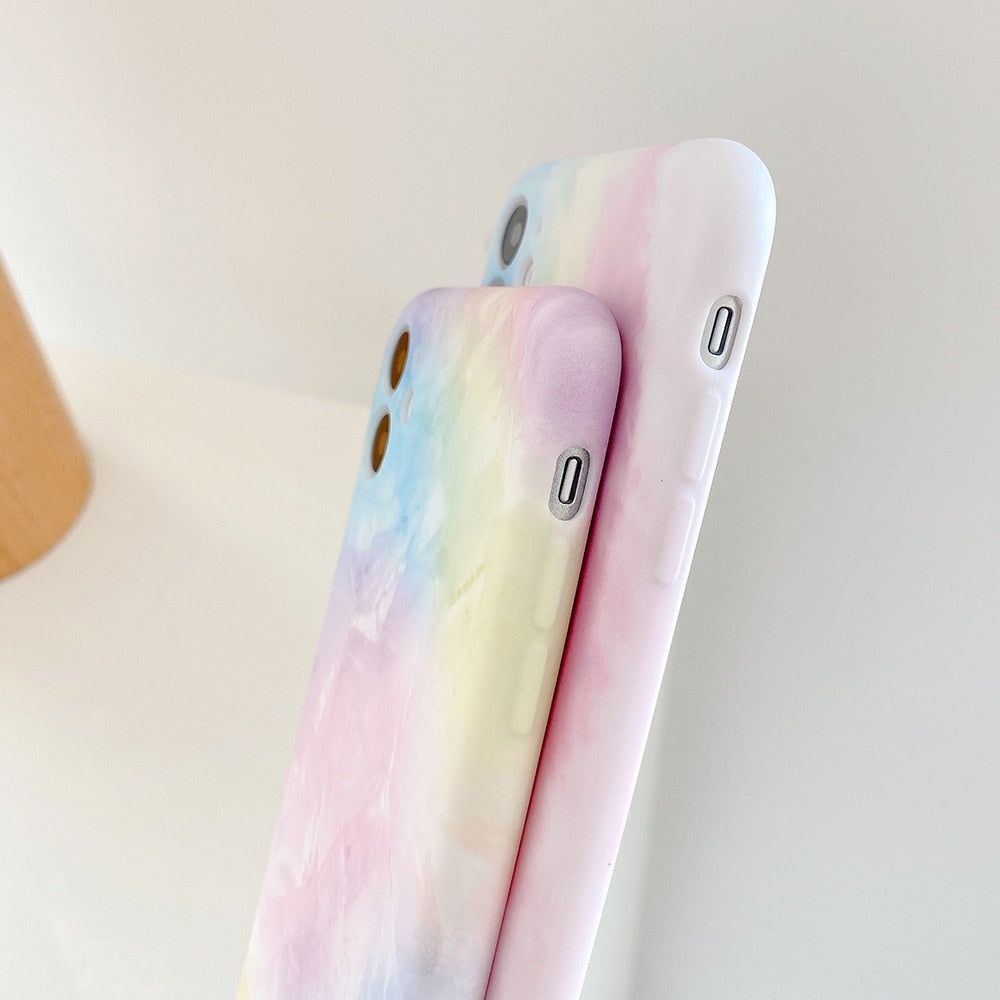 Rainbow Phone Case For For iPhone 13 Pro Max 12 11 Pro Max XR XS Max 7 8 Plus Soft Lens Protection Back Cover Coque