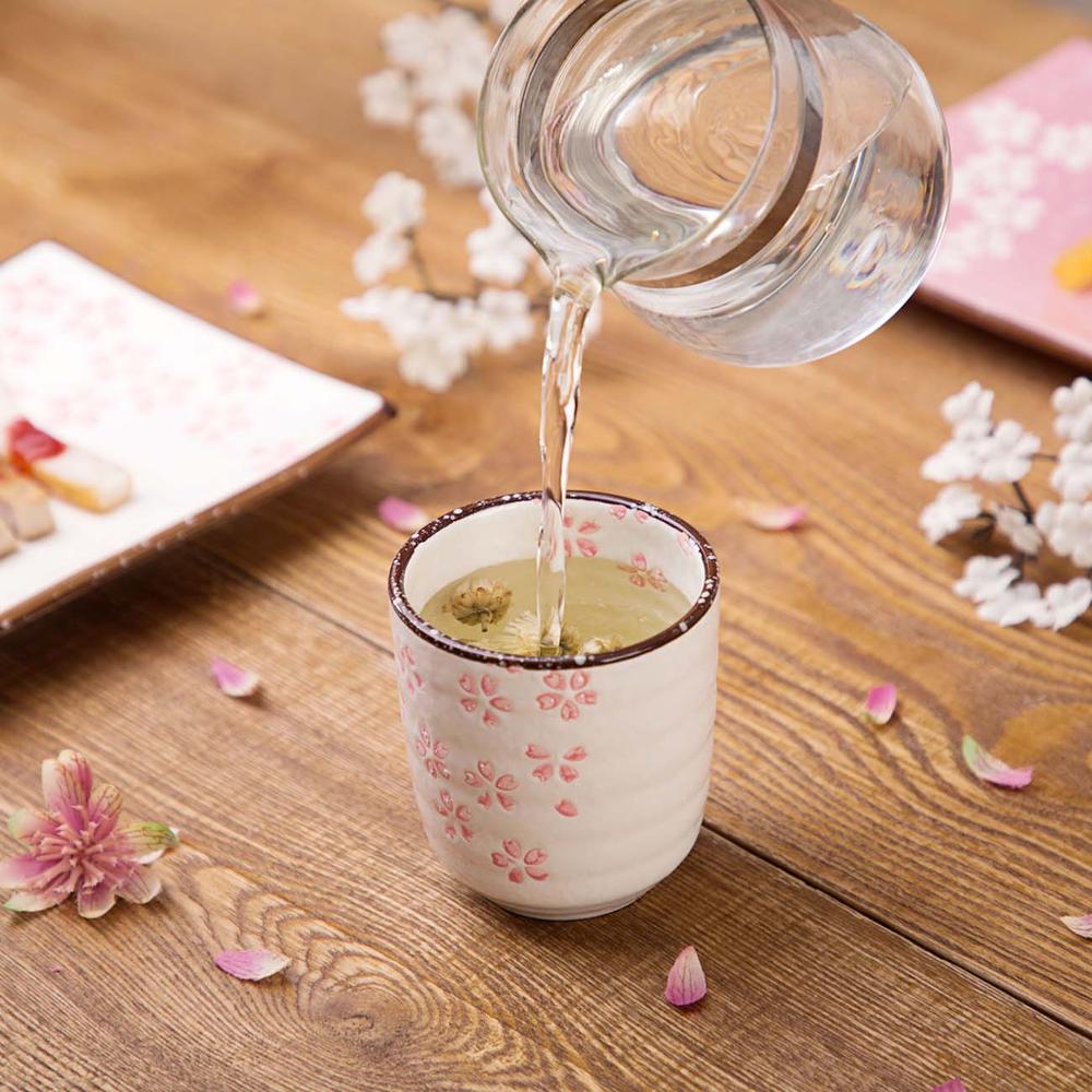 Sakura Pattern Ceramic Cup Tea Coffee Cup Mug Wine Tumblers Water Cups Juice Milk Cups Cafe Drinkware Japanese Style