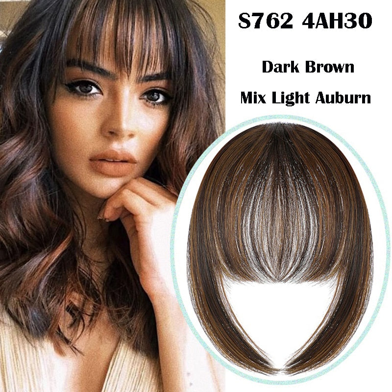 False Bangs Synthetic Hair Extension Fake Fringe Natural hair clip on bangs Light Brown wigs