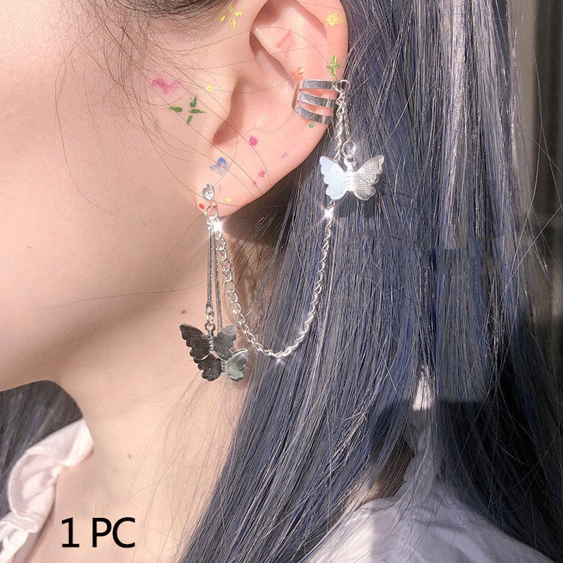 Korean Style Butterfly Ear Clips Without Piercing Sparkling Zircon Ear Cuff Clip Earrings