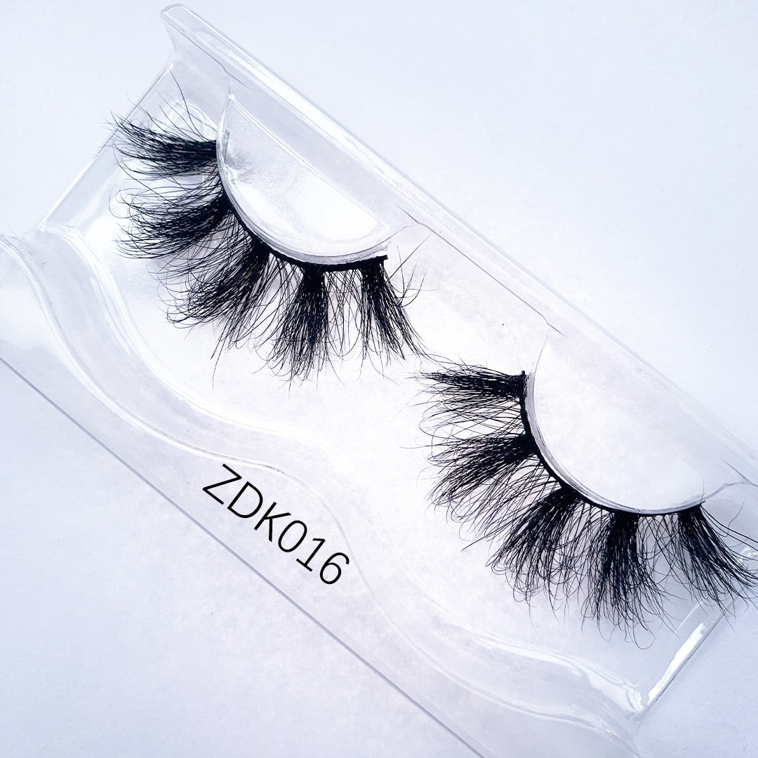 22mm 25mm Super Fluffy Dramatic Real Mink Lashes Wild Curly Eyelash