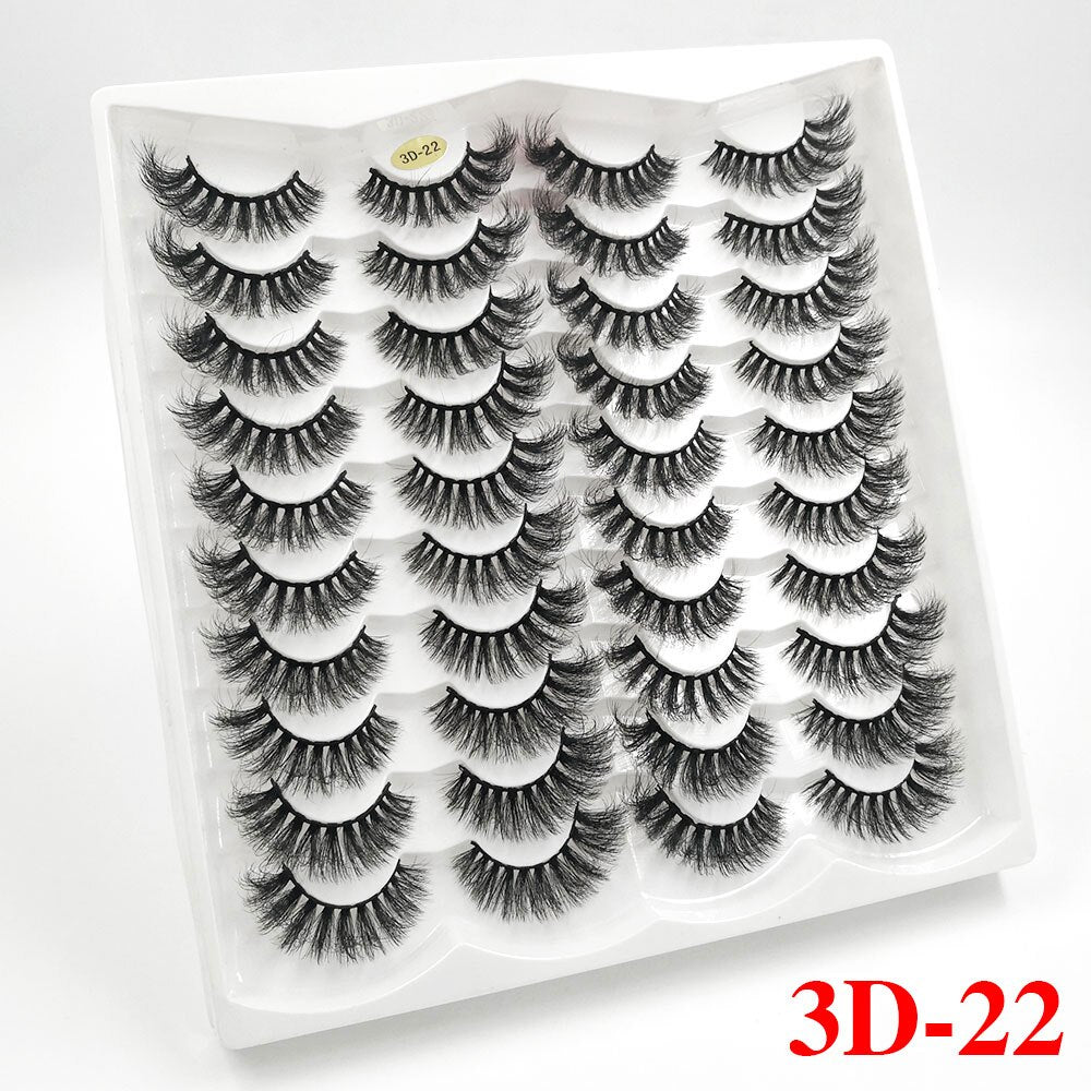 5/20Pairs Fake Lashes 3D Faux Mink Lashes Fluffy Soft Wispy Volume Natural long 8-25mm False Eyelashes Reusable Eyelashs