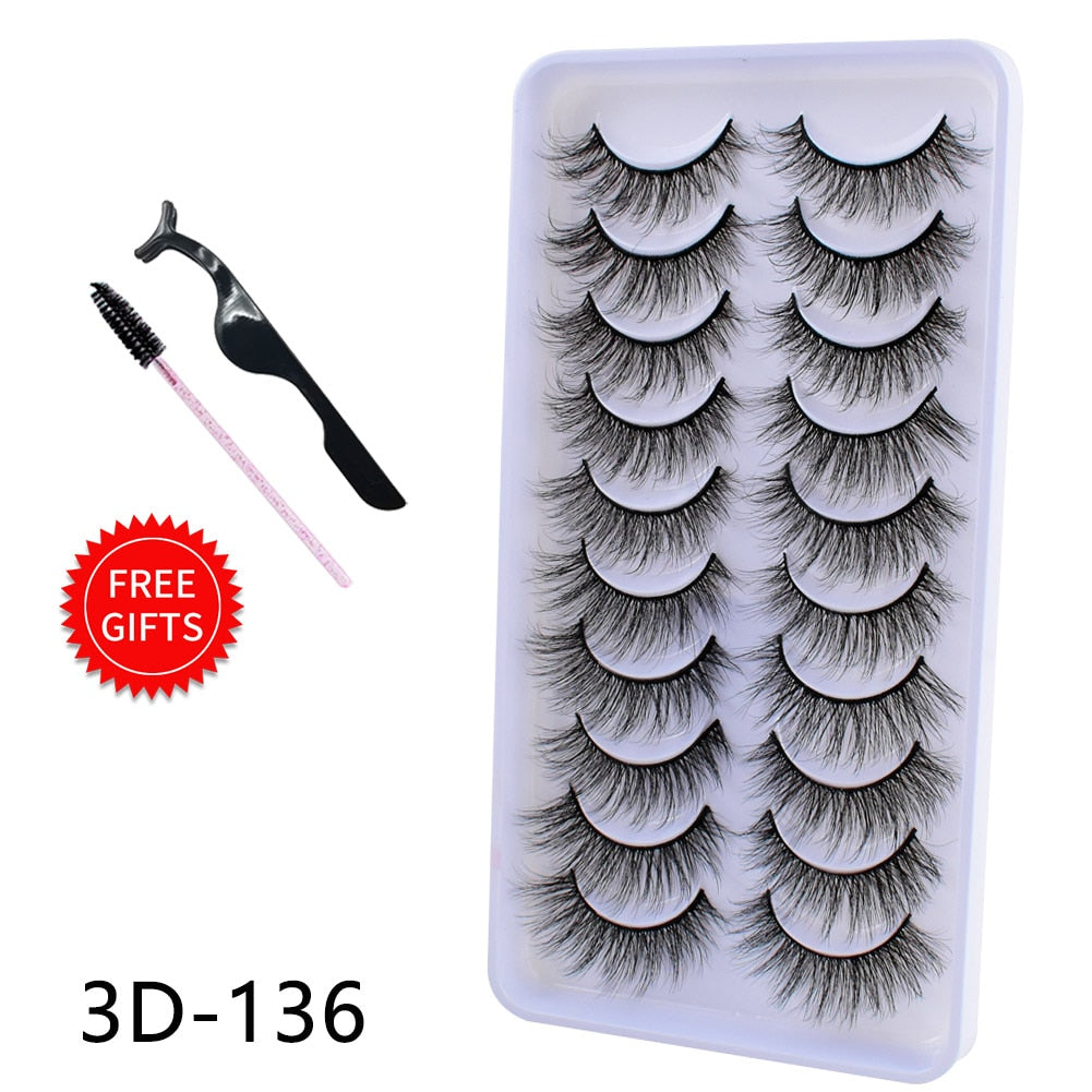 5/10/14Pairs Natural False Eyelashes Dramatic 3D Mink Lashes HandMade Fake Eyelash Extension Reusable Makeup Tool