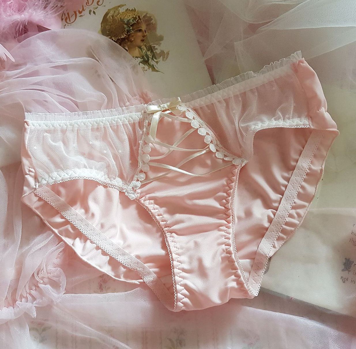 Japanese-Style Soft Girl Thin Transparent Pink Lolita Loli Lace Cute Sexy Underwear