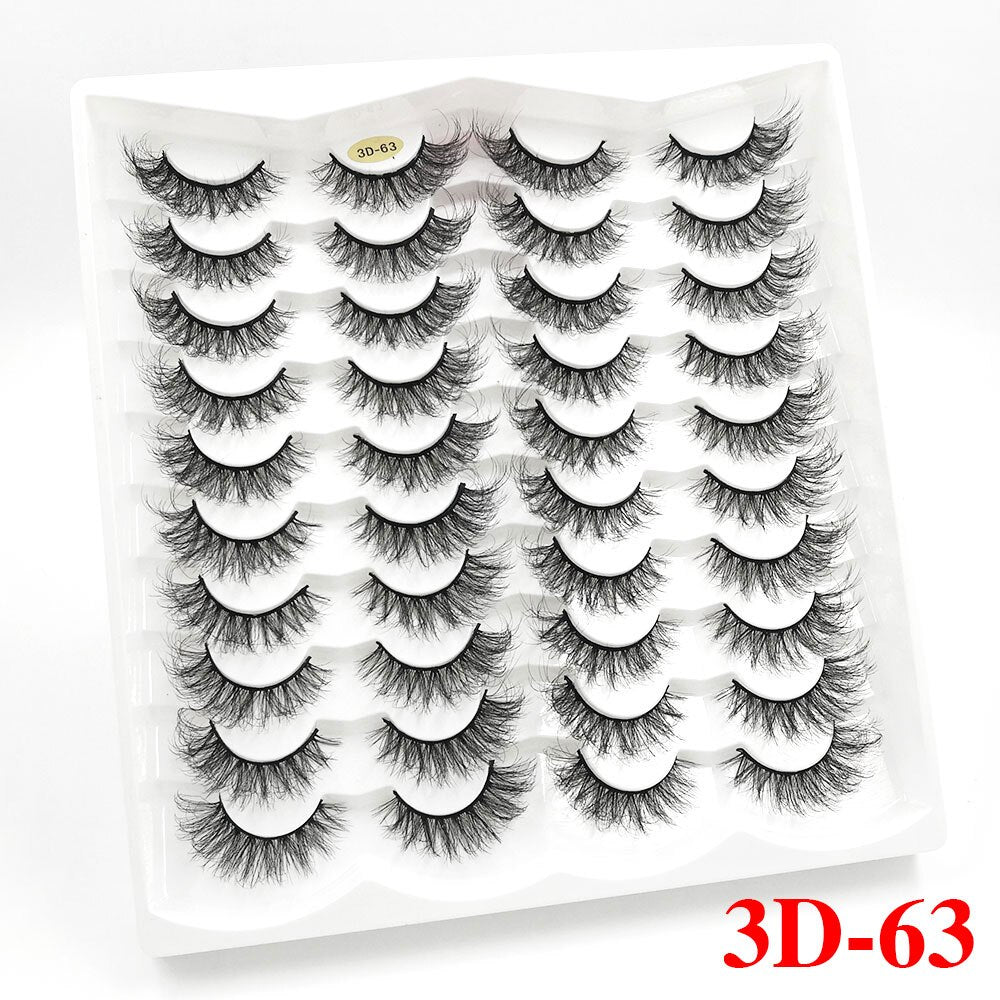 5/20Pairs Fake Lashes 3D Faux Mink Lashes Fluffy Soft Wispy Volume Natural long 8-25mm False Eyelashes Reusable Eyelashs