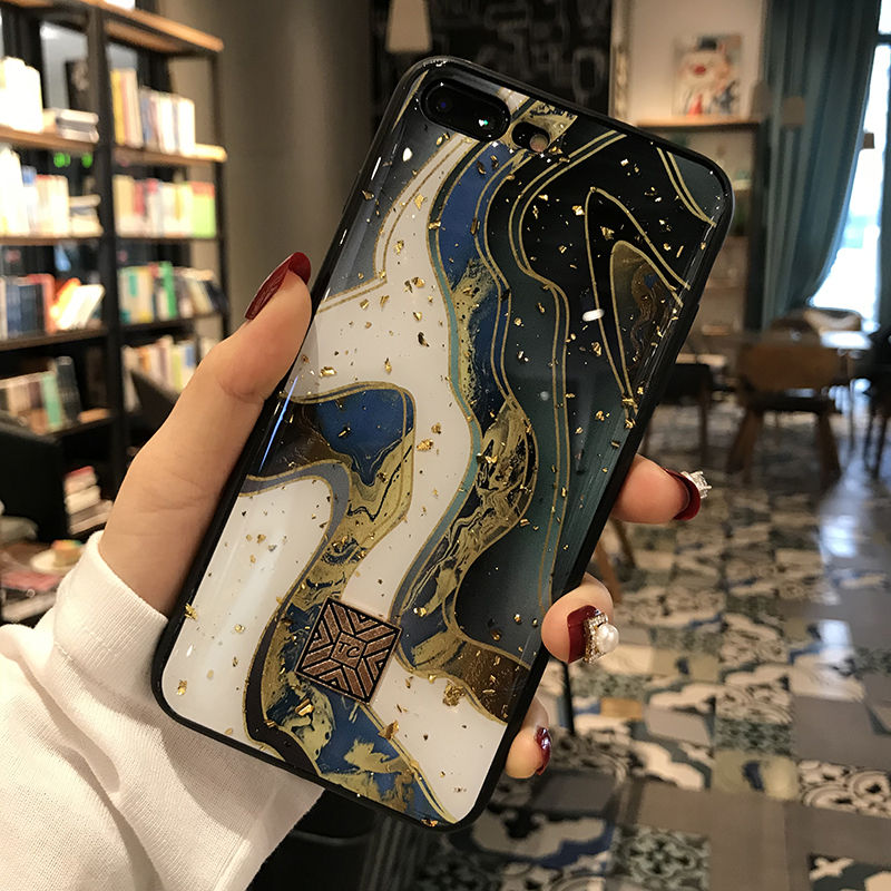 Glitter Gold Marble Case For iPhone 12 11Pro X XS Max XR Soft TPU Granite Geometry Cover For iPhone 7 8 6s Plus Cover Phone Case