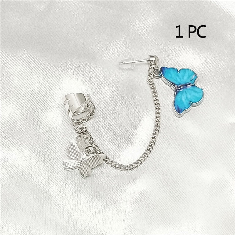 Korean Style Butterfly Ear Clips Without Piercing Sparkling Zircon Ear Cuff Clip Earrings