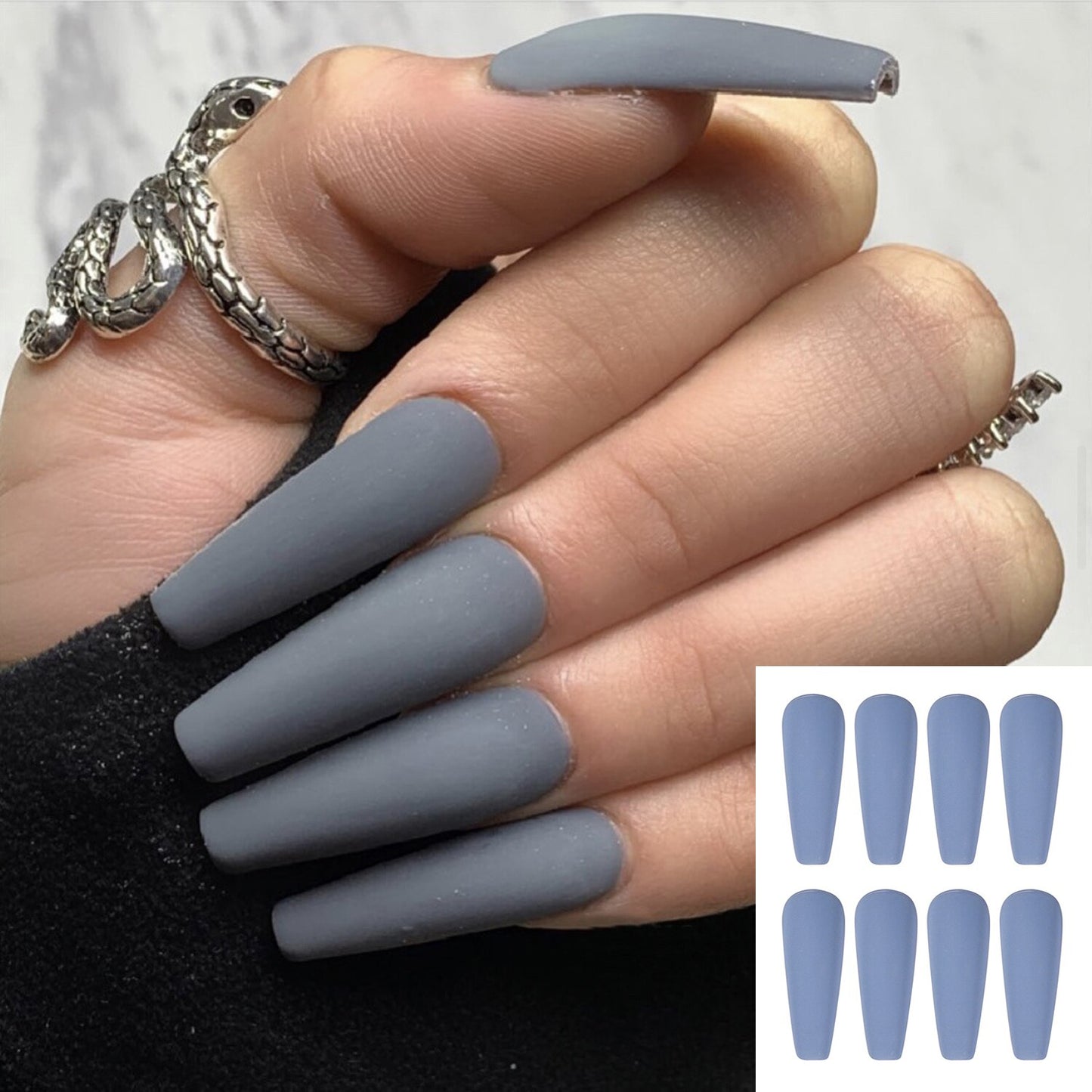 Fake nails with designs coffin artificial nails tips overhead with glue press on nail false nails set nail