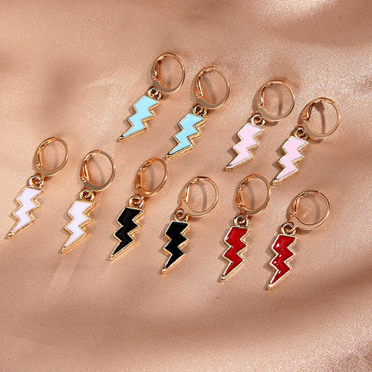 Lightning Drop Earring Cute Five Colors Small Earring Simple Design Jewelry