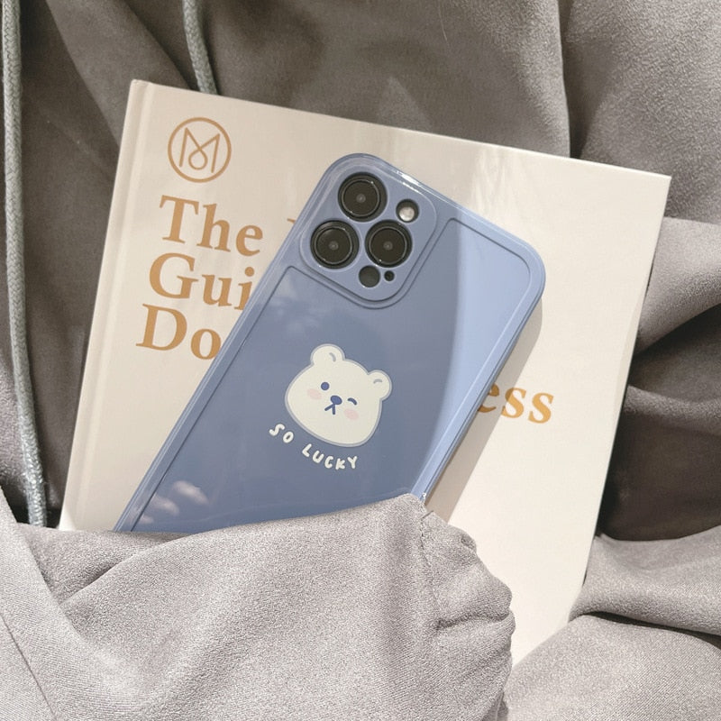 Retro Kawaii lucky bear japanese Phone Case for apple iPhone 13 12 11 Pro Max Xr Xs Max X 7 8 Plus case Cute Soft Cover