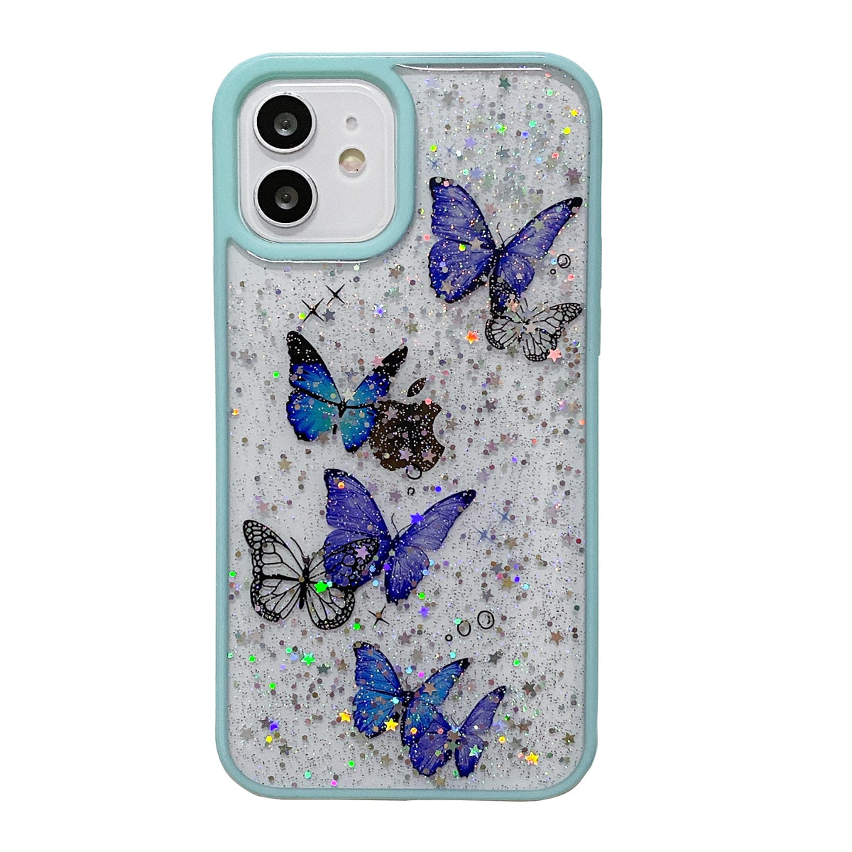 Phone Case For iPhone 12 11 Pro Max X XR XS 6S 7 8 Plus 12 mini Luxury Glitter Bling Star Butterfly Candy Color Clear Soft Case