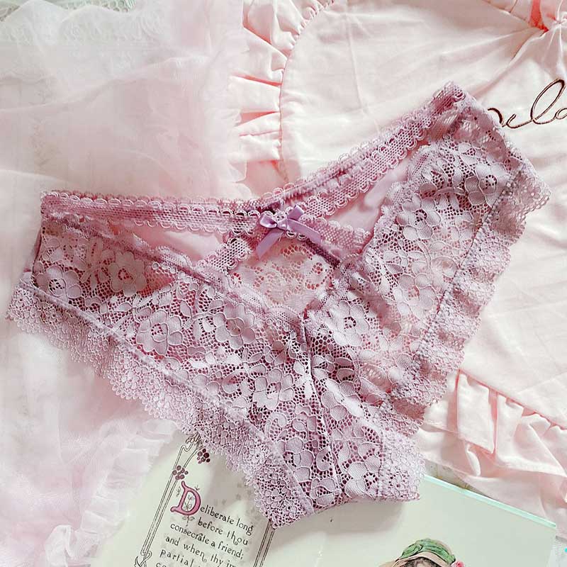 Japanese-Style Soft Girl Thin Transparent Pink Lolita Loli Lace Cute Sexy Underwear