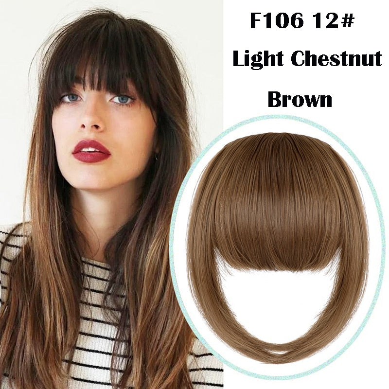 False Bangs Synthetic Hair Extension Fake Fringe Natural hair clip on bangs Light Brown wigs