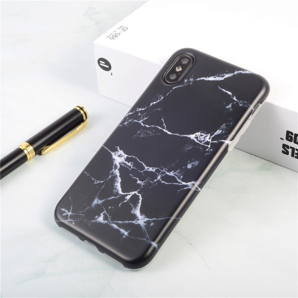 Marble Stone Gel Case for Apple iPhone 7 6s 6 8 Plus  X  XR XS Max Cases Black White Soft Squishy phone Case