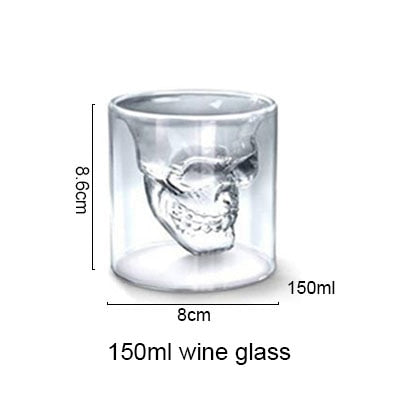 4 Sizes Skull Cup Shot Glass Transparent Cup Crystal Skull Head Glass Cup for Whiskey Wine Vodka Bar Club Beer