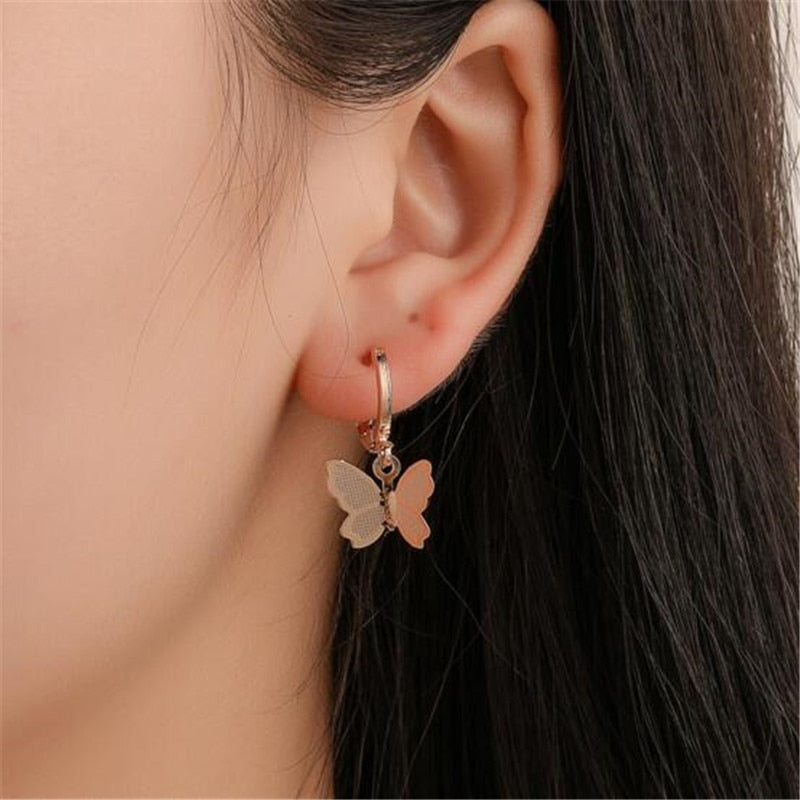 Beautiful Korean Butterfly Earring swing gold drop earrings aesthetic sands jewelry