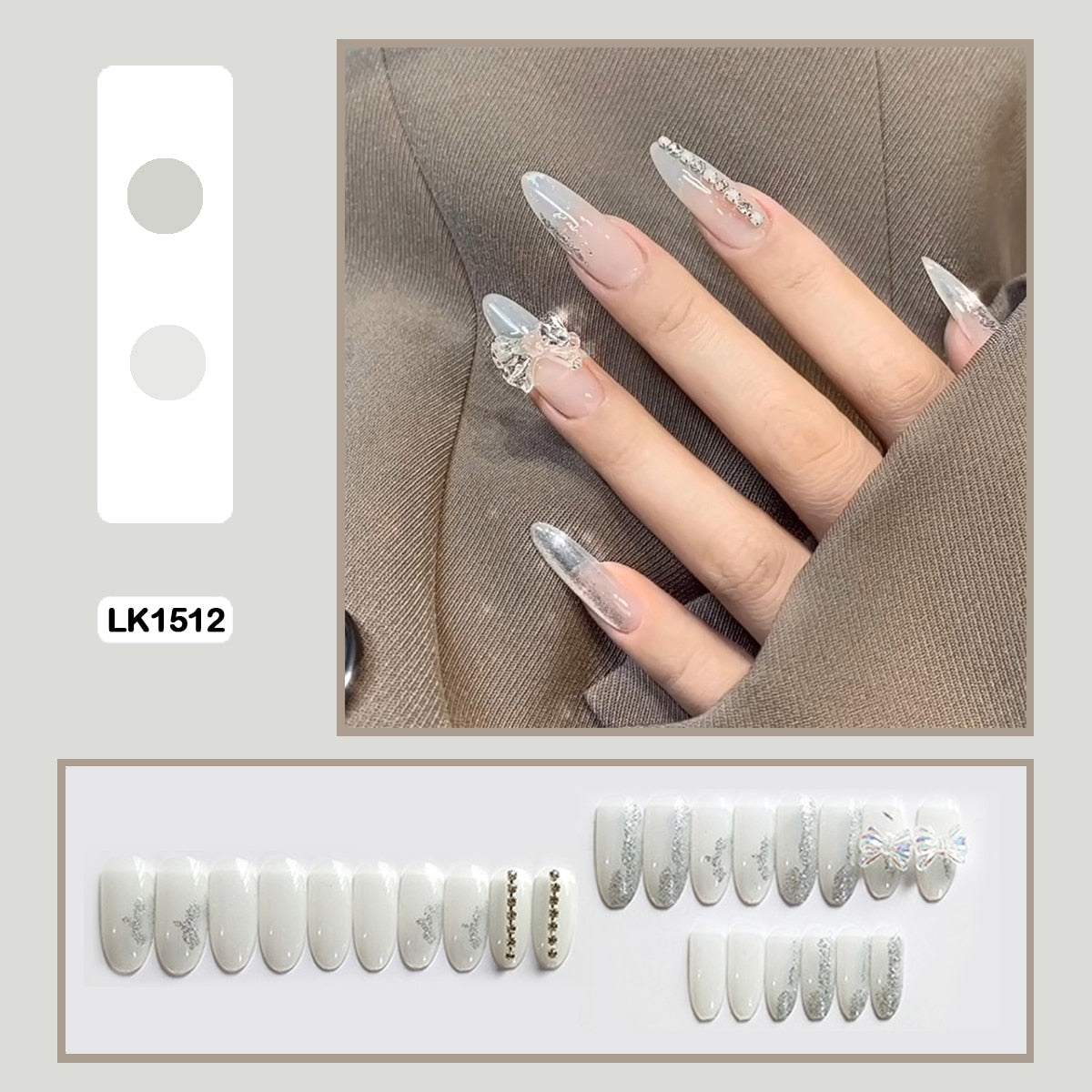 24pcs Stereoscopic Butterfly Light Luxury Elegant Nude Lady Style Removable False Nail Manicure Tool